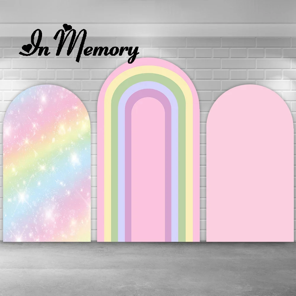 

Bokeh Rainbow Color Arch Backdrop Cover Girls Newborn Baby Shower 1st Birthday Party Photography Background Arched Wall Banner