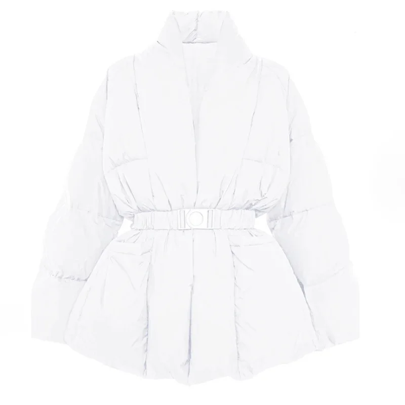 Koreanische Damen Slim Fit Daunenjacke Lässige Taille Schnürmantel Bequemer Stil Vielseitige Herbst-Winter-Oberbekleidung
