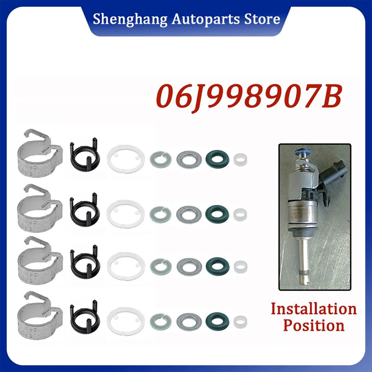 

06J998907B 06H998907A Injector Repair Seal Kit For Audi A3 A4 A5 A6 Q5 Q3 TT VW Golf R GTI Tiguan Passat CC EOS 2.0L 06J998907A