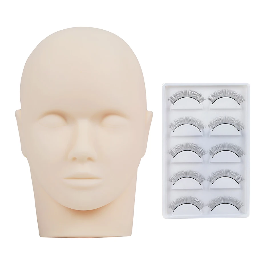 Kit de formation d'extension de cils, tête de modèle de mannequin en silicone avec remplacement parfait, beurre pour les yeux, outils de maquillage pour la pratique du visage