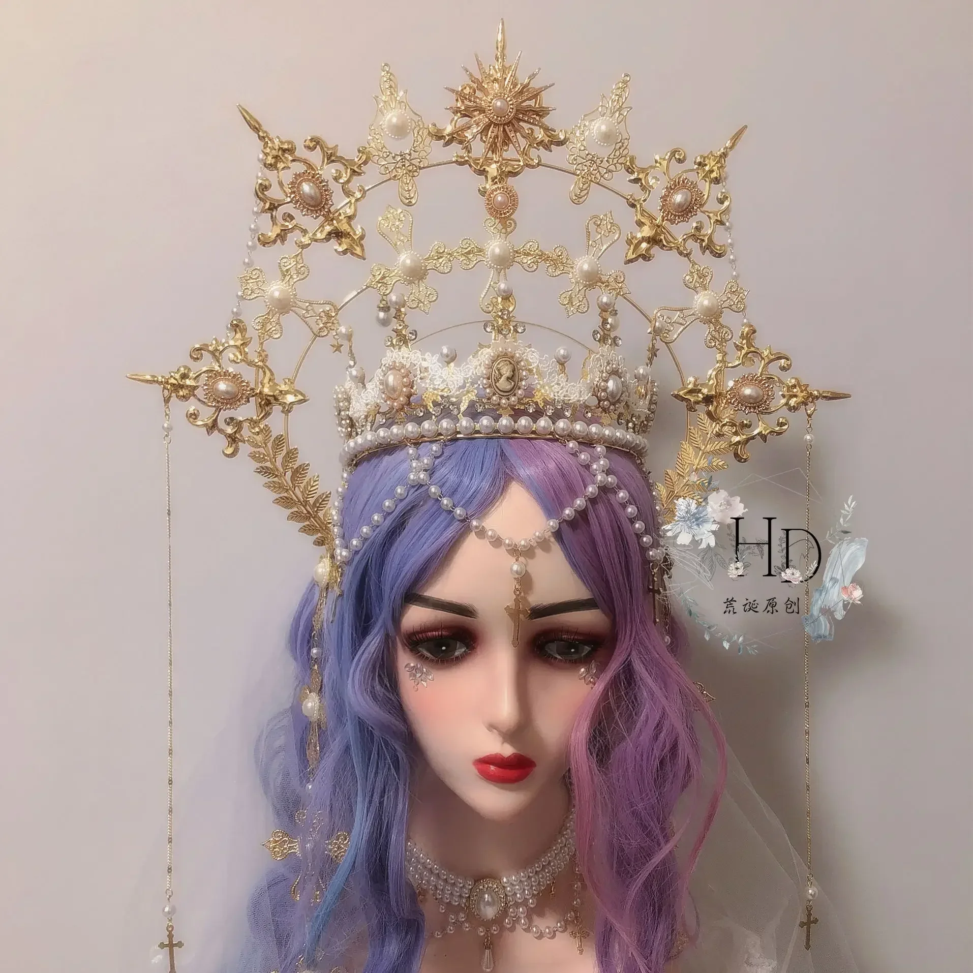 Lolita Notre Dame Halo Crown Hair Front Crown Large Aperture Lolita Wedding Tea Party Walk Show One