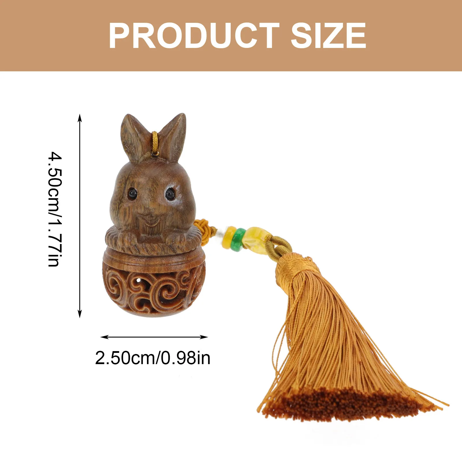 Wood Carving Rabbit Pendant Creative Key Chain Bag Phone Hanging Decor Multi-Functional Cute Rabbit Sachet Keyring Accessory