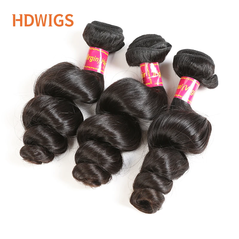 1pc Loose Wave Human Hair Bundles for Women Brazilian Raw Virgin Human Hair Weft Bleached One Donor Hair Extension Natural Color