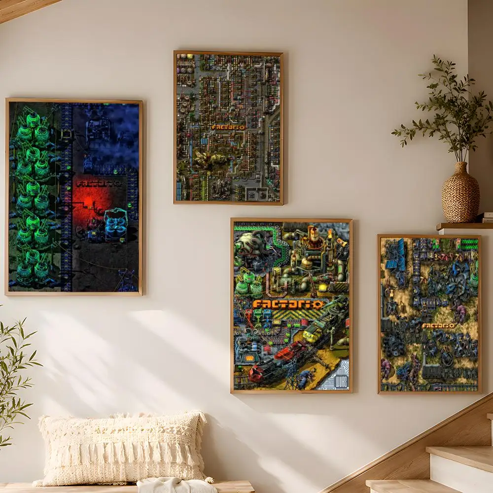F-Factorio Game Painting Calligraphy Canvas Poster Art for Bedroom Living Room Home Decor Wall Decoration Decals Gift