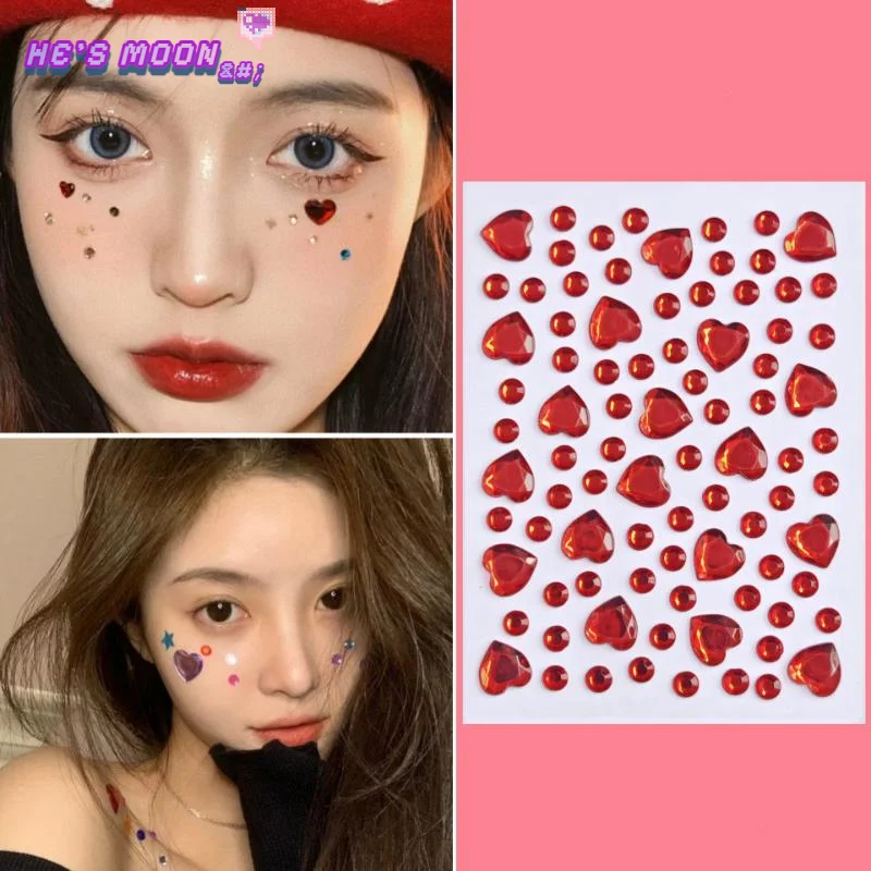 الملونة شكل قلب الماس جوهرة ملصق 3D الوجه حجر الراين الوشم عينيه ملصقات Fo مهرجان حزب المرحلة ماكياج الجسم بلينغ