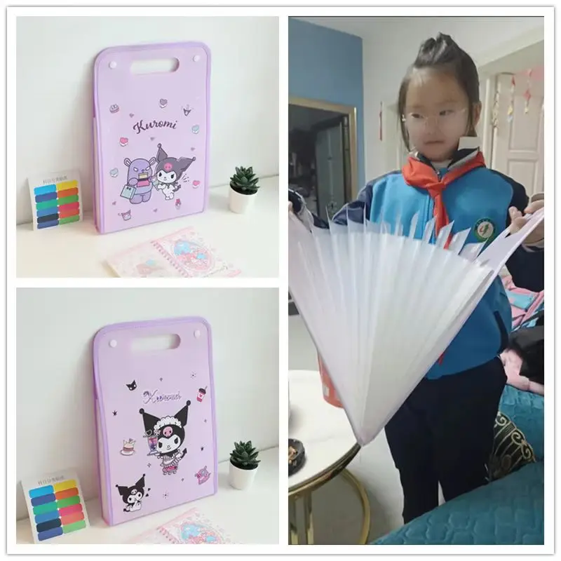 

Sanrio Cartoon Stationery Hellokitty Melody Cinnamoroll A4 Waterproof Test Paper Folder Storage Bag 13 Layer Organ Bag For Stu