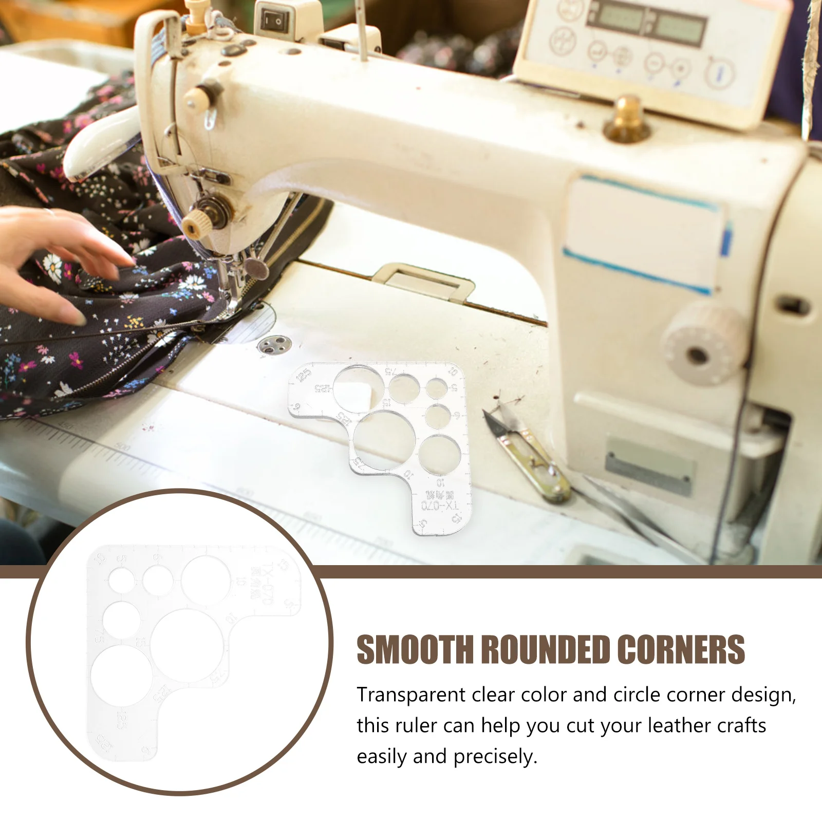 

Acrylic Round Corner Ruler Cutting Stencil Hole Stitching Template For Crafts Tool Lightweight
