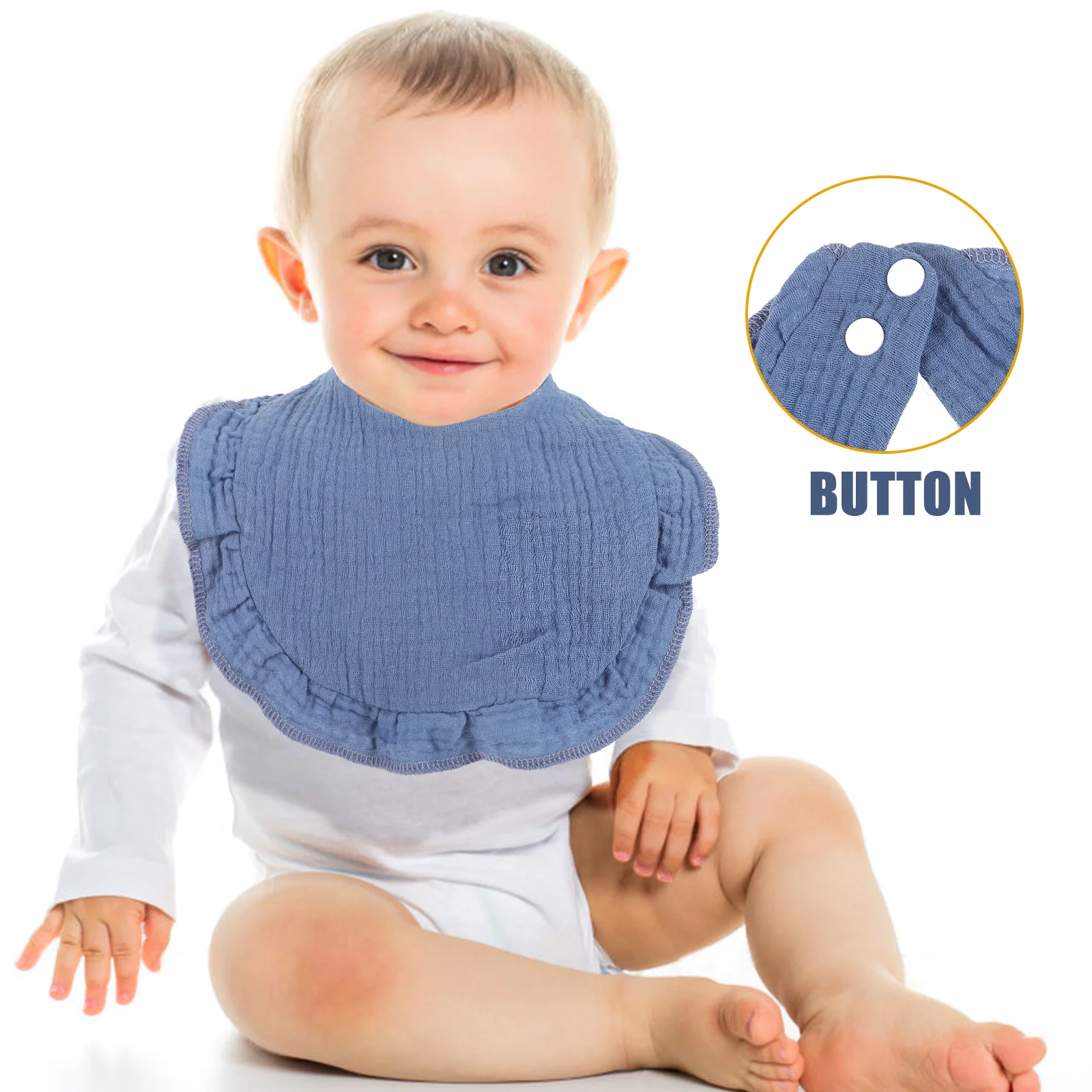 4 قطعة المرايل القطنية الشاش حافة لعابه الماسك باندانا للطفل فتاة صبي 100% القطن الخالص لينة قابل للغسل الصلبة الأبيض الدانتيل تقليم