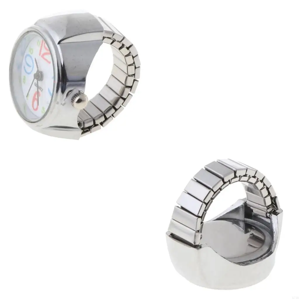 Movement Finger Ring Watch Dial Round Arabic Stainless Steel