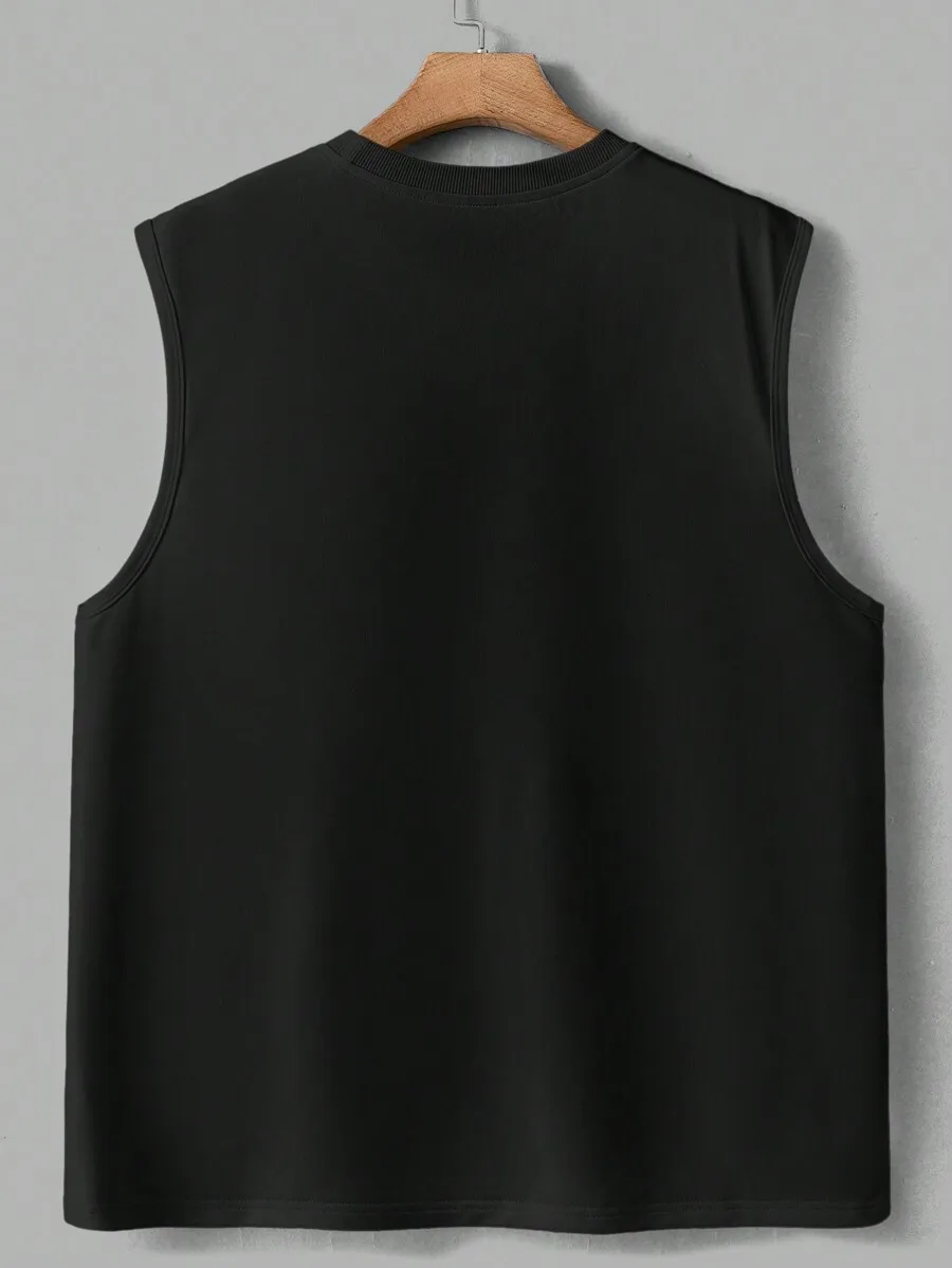 Men's Plain White Sleeveless Round Neck Tank Top for Casual Wear image 6
