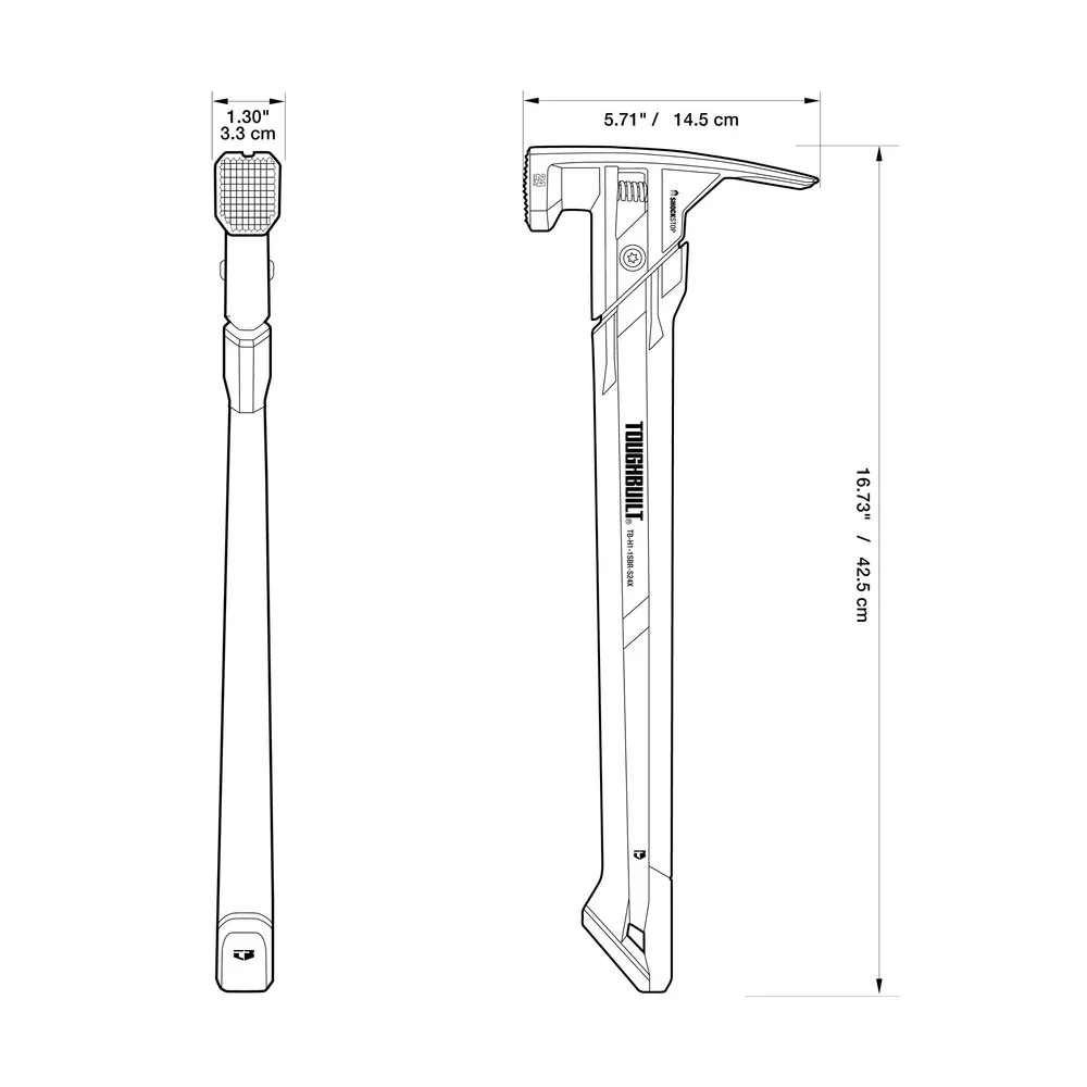 TOUGHBUILT Shock Absorbing Hammer 24 oz Length 42.5cm Magnetic Spring Shock Absorbing Nail Hammer TB-H1-1SBR-S24X