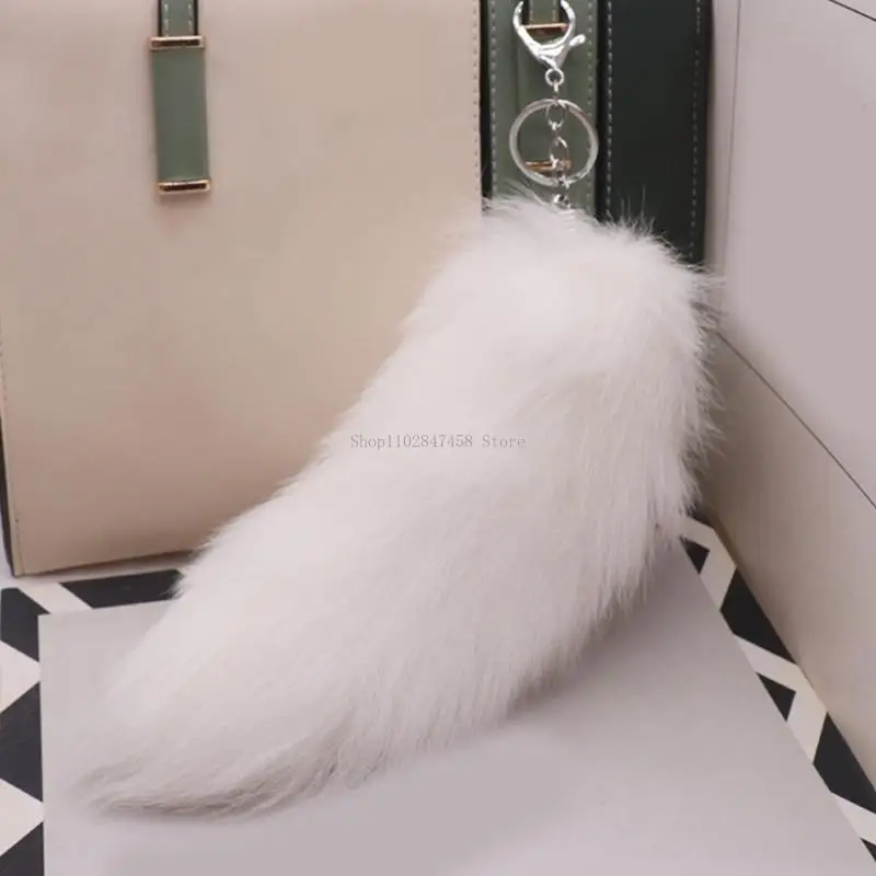 

Soft Faux Foxes Tail Keychain Charm Stylish Keyrings for Handbags and Backpacks