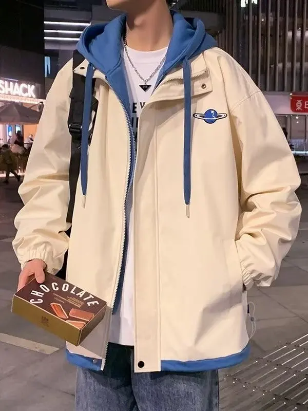 

plus Size Men's Hooded Zipper Cardigan Sweatirt Spring Autumn Heavyweight Spor Jaet ey Youth Loose Fit Windproof