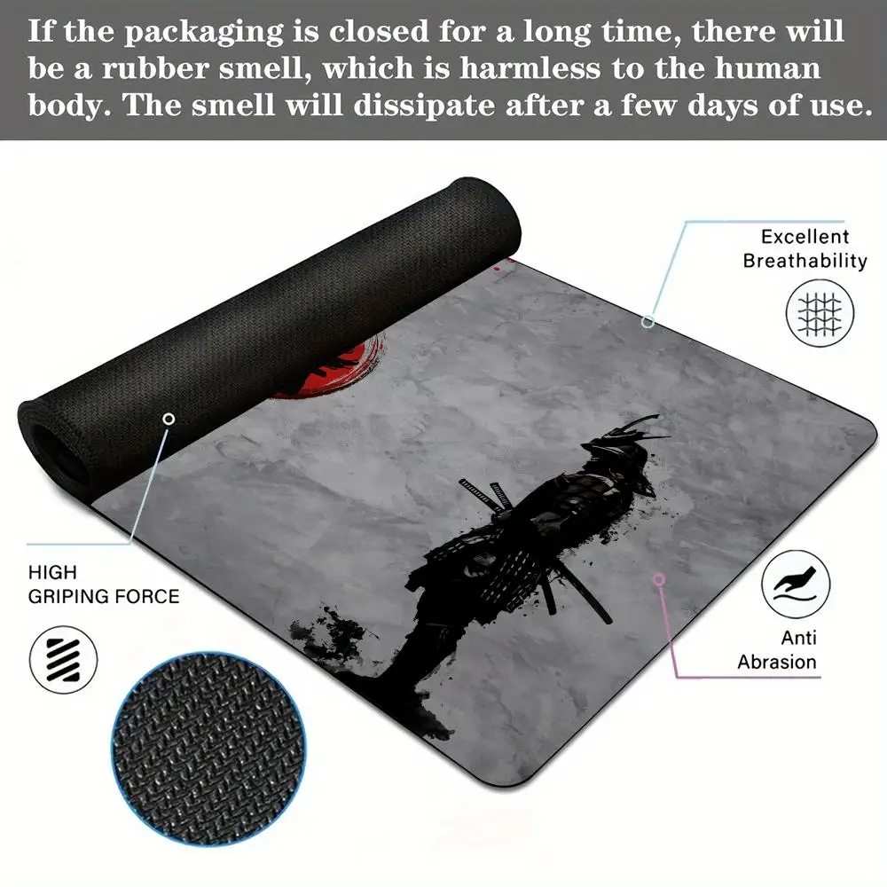 Cherry blossoms samurai large Mouse Pad Desk Mat with Stitched Edges non-Slip rubber base pc accessories Gaming mat mouse pads