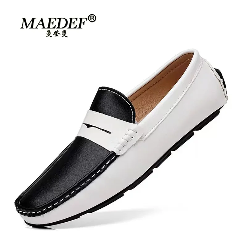 Genuine Leather Men Casual Shoes Luxury Brand 2022 Loafers Moccasins Men Breathable Slip on Mixed Colors Driving Loafers Size 48