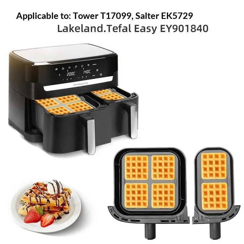 

Многоразовая силиконовая форма для вафель для фритюрницы, антипригарный вкладыш, подходит для большинства моделей двойных корзин, 1/2 шт.