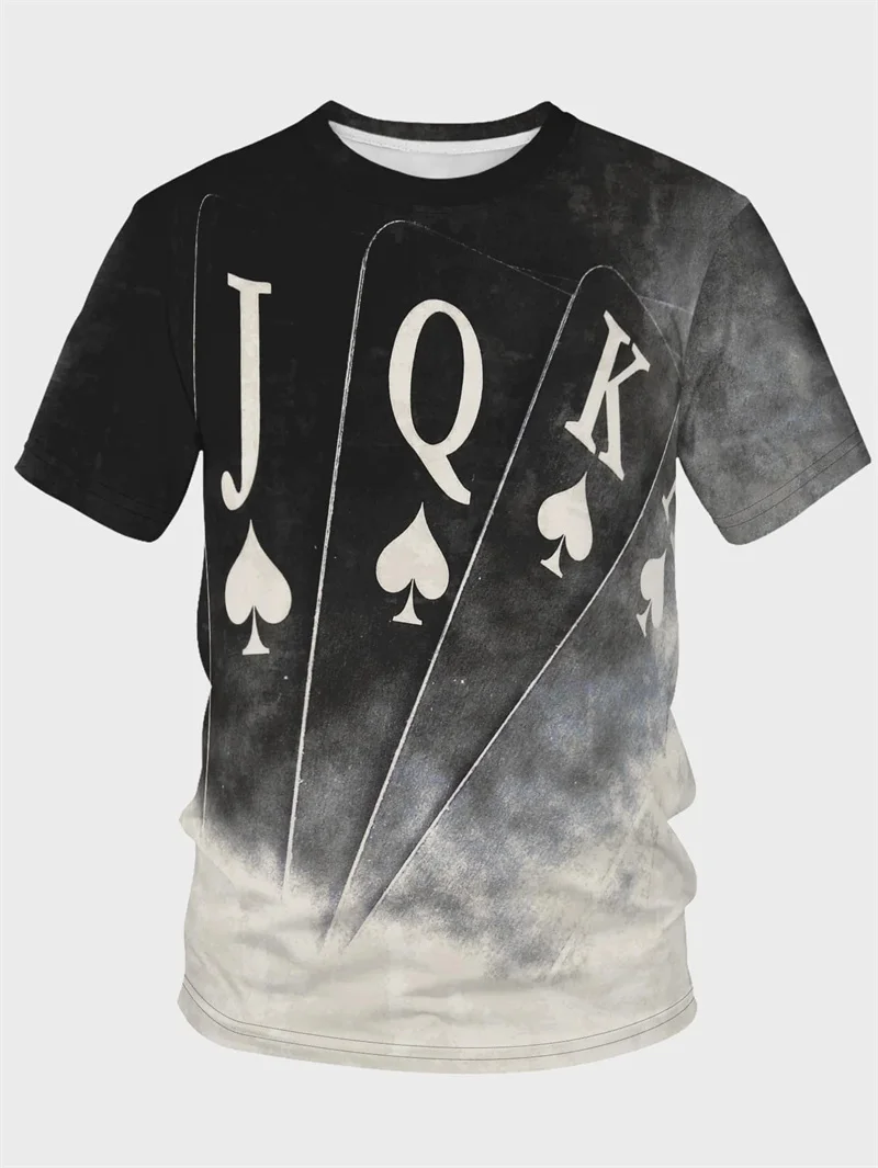 Playing Card Graphic T Shirt for Men Clothing Youth Trend Streetwear 3D Print King Queen Poker T-shirt Unisex Women Short Sleeve