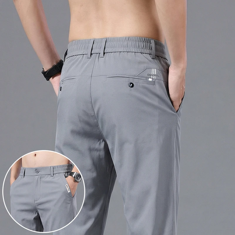 Sommer Gerade Hosen Y2K Herren Lose Dünne Eisseide Business Casual Hosen Weites Bein Sporthosen Schlankmachende Koreanische Version Hosen
