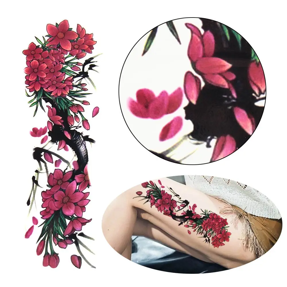 45.5cm x 16cm Fashion Design Longlasting Unisex Body Art Full Flower Arm Temporary  Stickers Body Leg Decal
