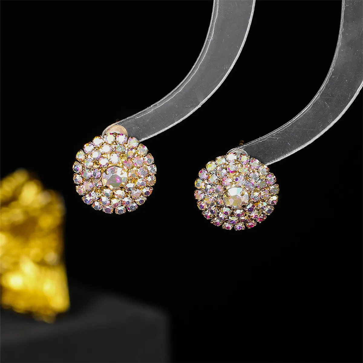 TREAZY Shiny Multicolor Rhinestones Round Stud Earrings Simple Fashion Crystal Statement Women Jewelry Wedding Party Earrings