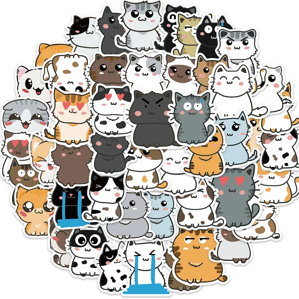 10/30/50PCS Cute Cat Expression Personality Graffiti Sticker Suitcase Refrigerator Guitar Computer Waterproof Notebook Wholesale