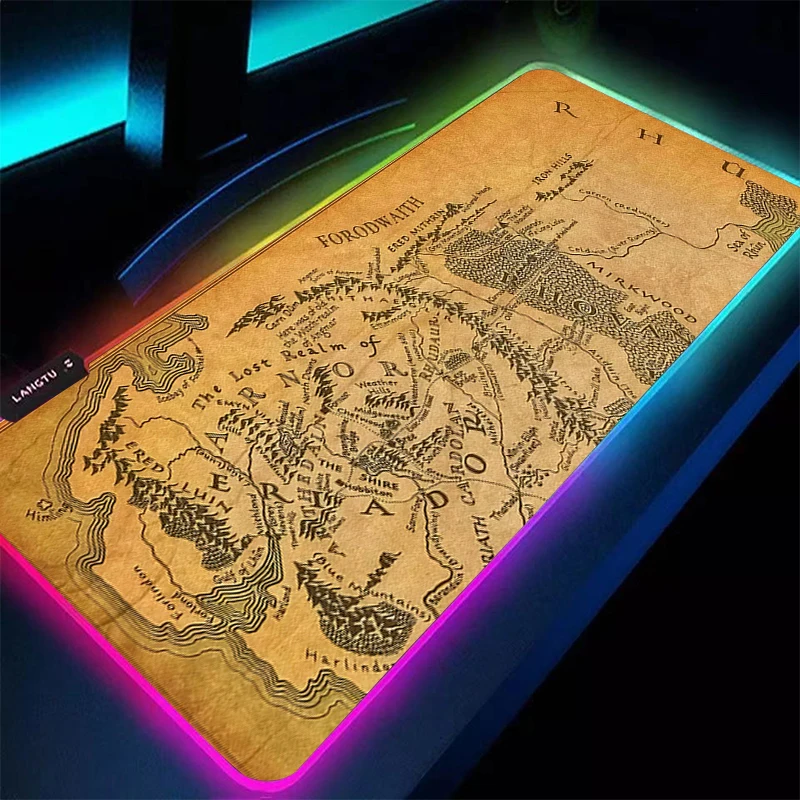 Alfombrilla de ratón RGB con retroiluminación, 90x40cm, T-The Lord of the Rings, accesorios para videojuegos, alfombrilla LED para ratón, alfombrilla para teclado, alfombra para escritorio