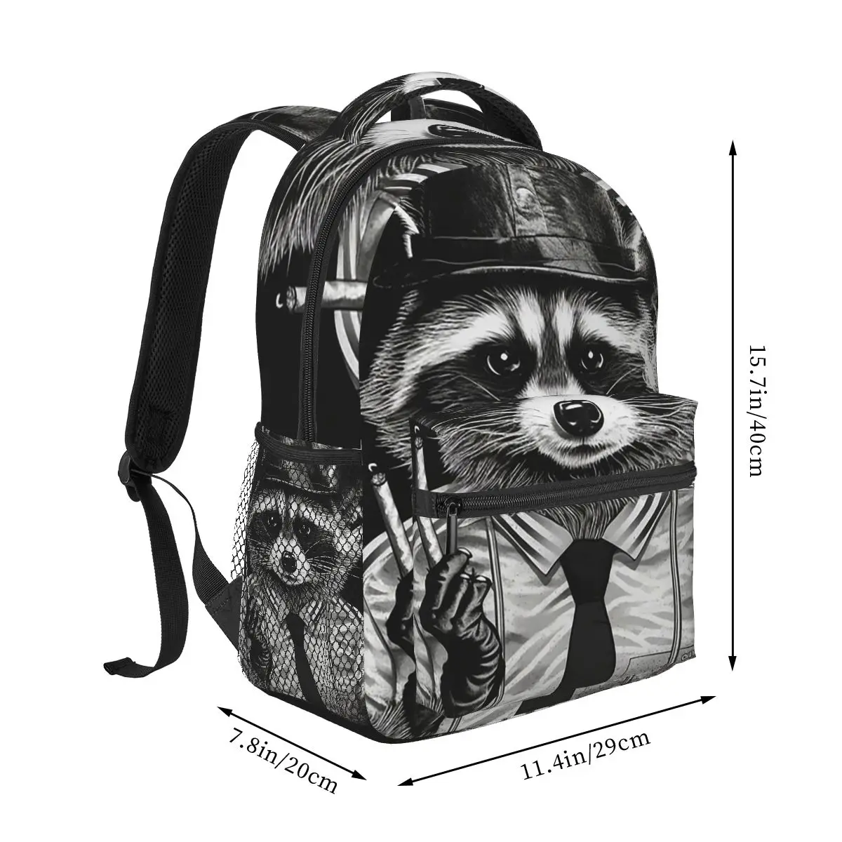 Korean Racoon Panda Smoking Student Backpack School Bag Hiking Travel Daypack for Boys Girls Fashion Bookbag Shoulder Bags