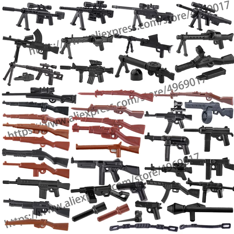 WWII Rifle Building Blocks Soviet German US British Army Figures Weapons MP40 98K Gun Bricks Military Accessories Toys Kids C307