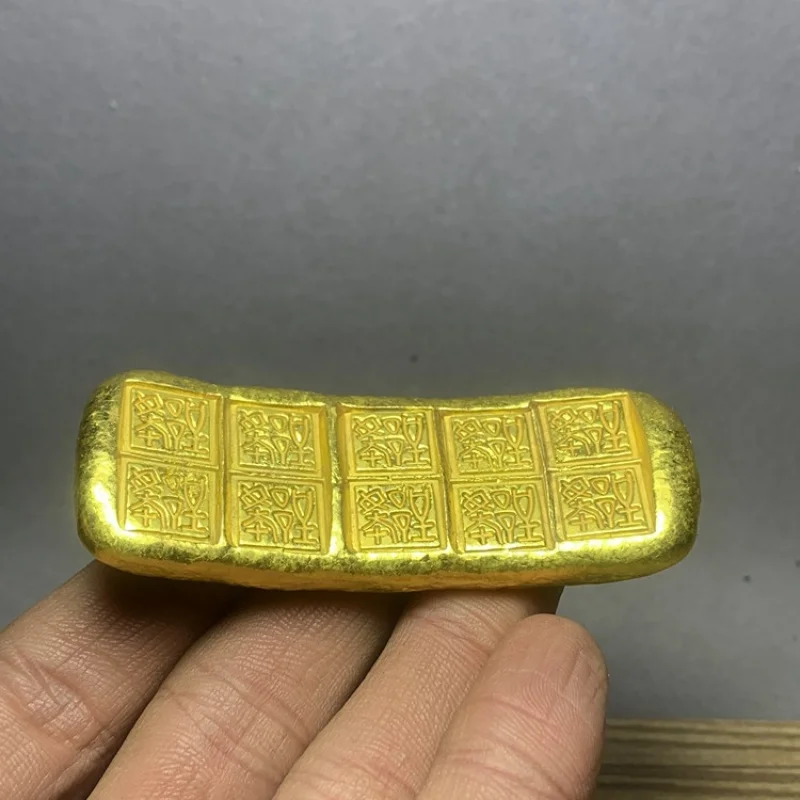 

Antique Gold Ingot Gold Bar Pre-Qin Chu State, Warring States Period Printed Small Gold Plate Brass Gilding Collection