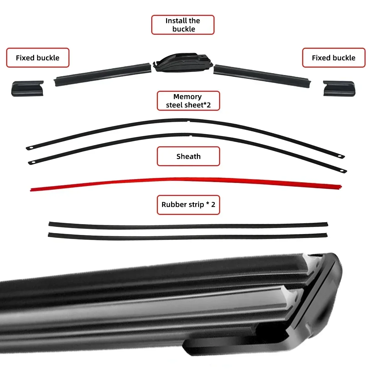 لسوزوكي جراند فيتارا SUV للتحويل FT HT GT JT TE TD 1998 2000 2005 2008 2010 2012 2015 2019 شفرات ممسحة السيارة المطاطية المزدوجة #6