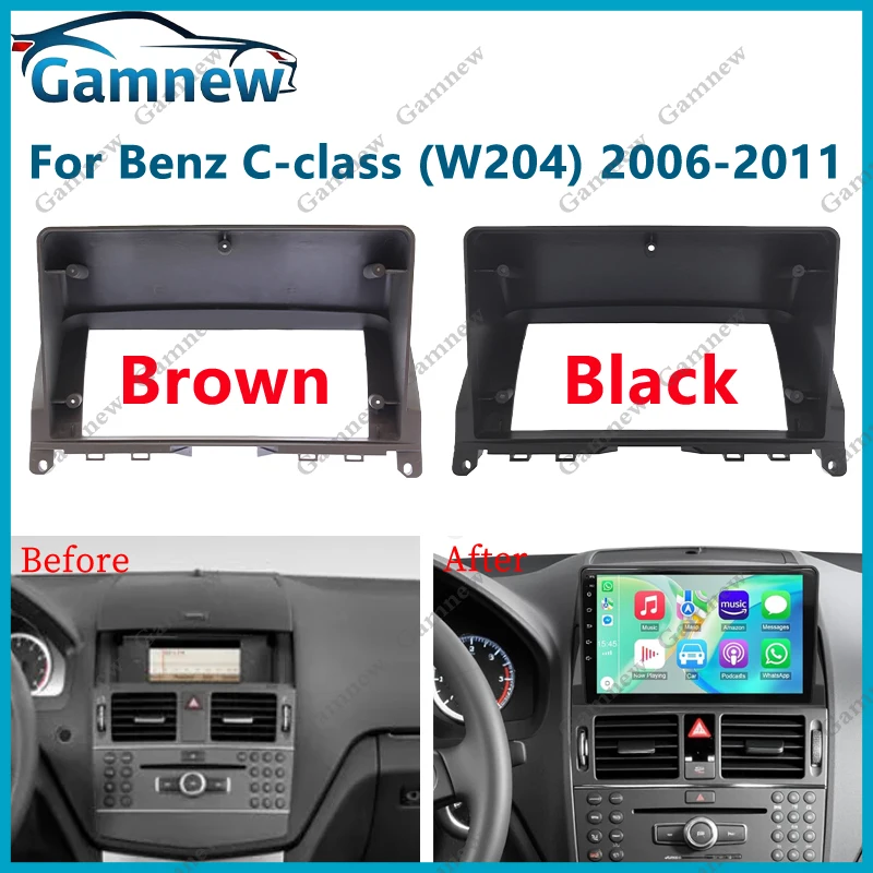 Car 2Din Audio Face Plate Fascia Frame For Mercedes-Benz C-Class W204 2006 - 2011 9