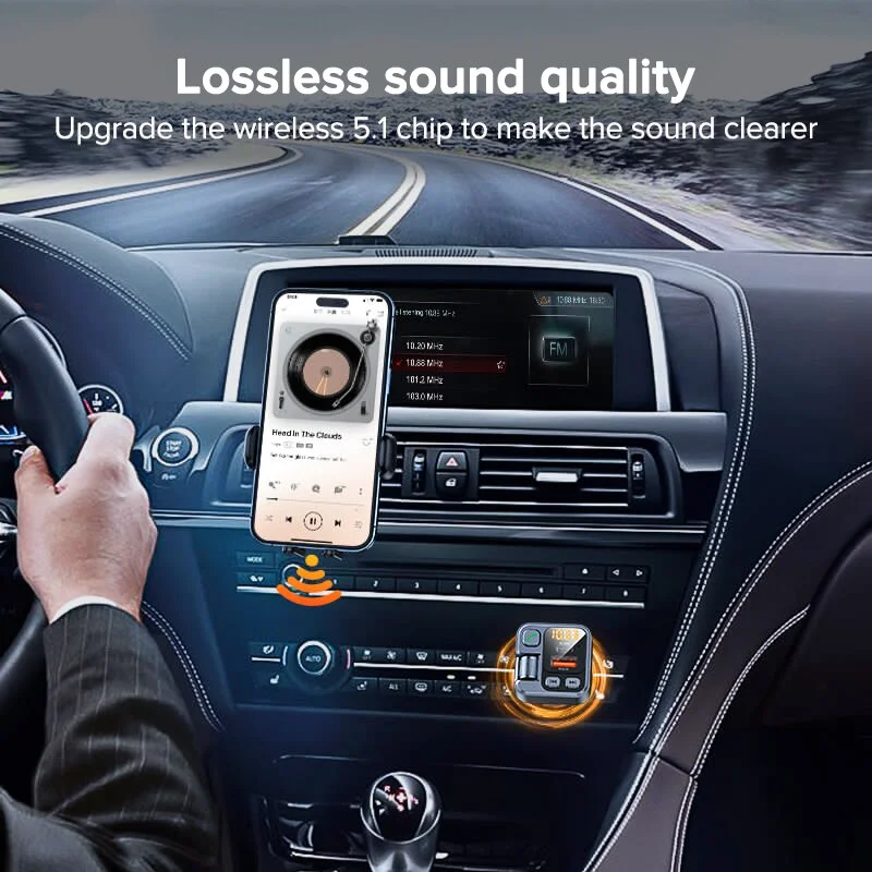 48W USB Type C Car Charger Professional Digital Display With Bluetooth Car Charger Fast Charging QC 3.0 For iPhone Xiaomi Huawei