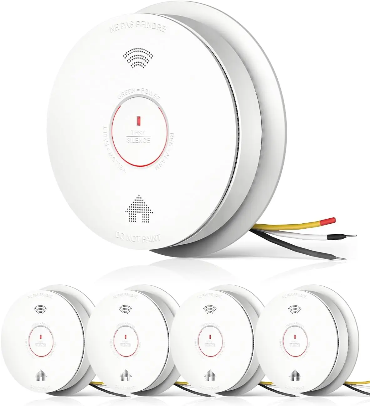 Hardwired Interconnected Smoke Detector Carbon Monoxide Detector Combo with 2 AA Batteries Back Up, 2 in 1 Smoke and C