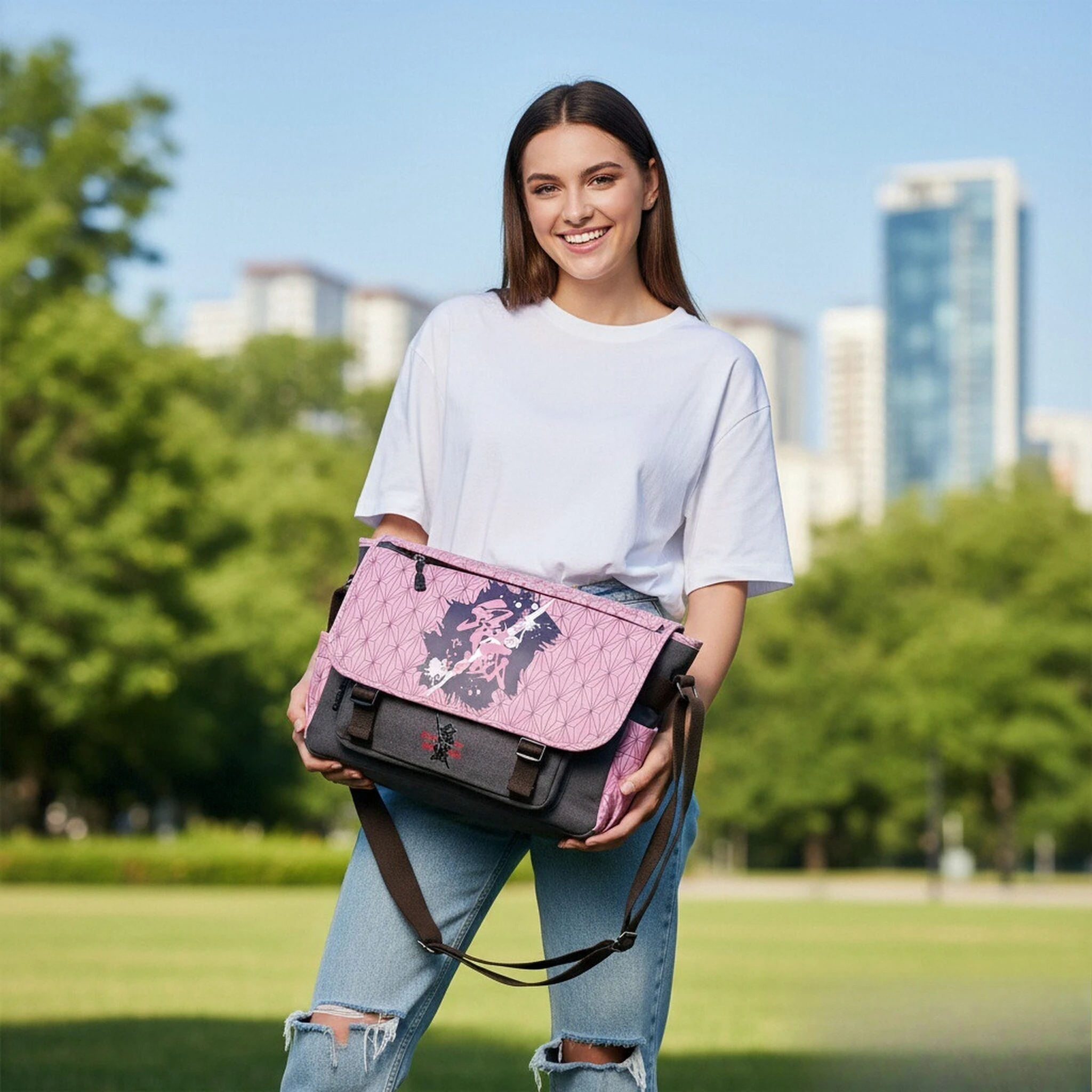 

Сумки на плечо Demon Slayer Tanjirou, модные многофункциональные сумки на одно плечо, вместительные сумки через плечо для работы и путешествий