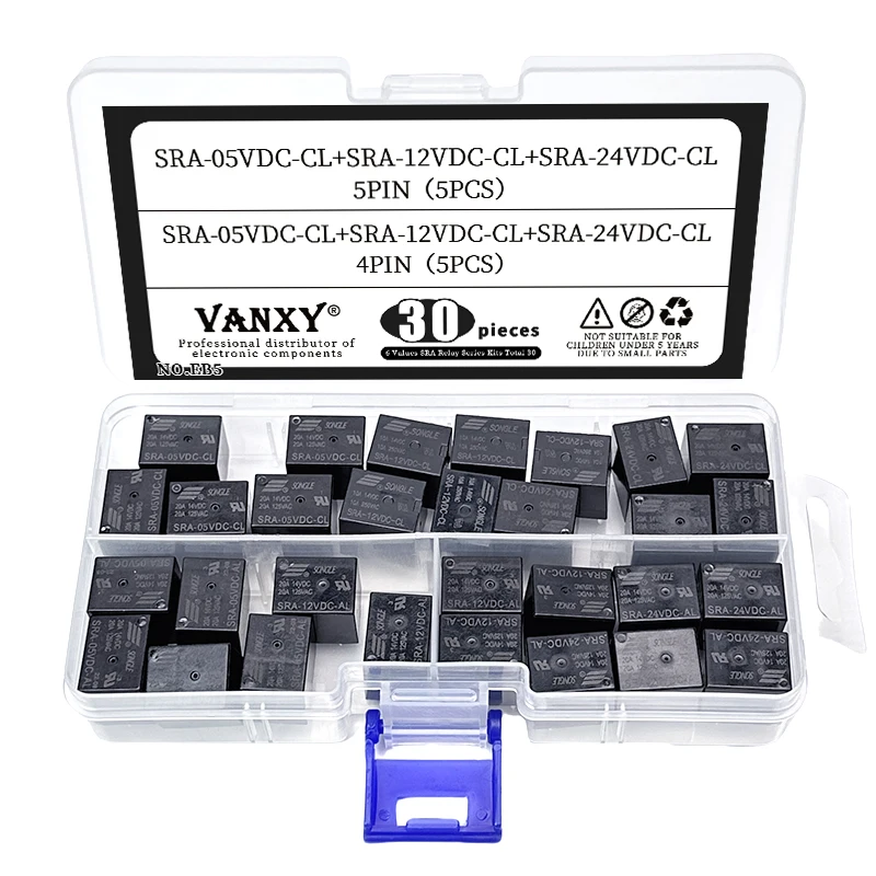 6 values kit Relay SRA-12VDC-CL SRA-12VDC SRA-12V  SRA-05VDC-CL SRA-24VDC-CL relays 5PIN 4PIN 5V 24V 12V DC 4 5 pins