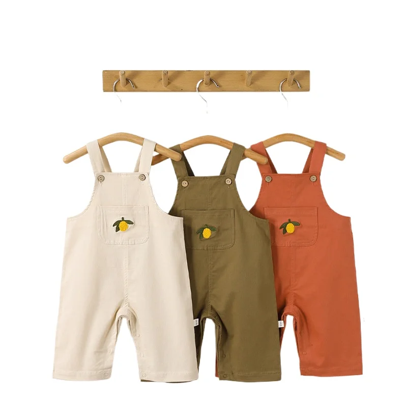 Clothing Children's Overalls 2026 Spring/Summer New Embroidered Boys Pants Girls Jumpsuit Cotton Striped Casual Baby T-shirt