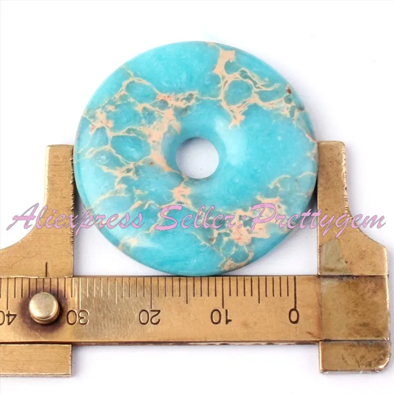 25,30,35mm Round Donut Skyblue Sea Sediment Stone Beads Pendant 1 For DIY Necklace Jewelry Making Pcs Wholesale Free Shipping