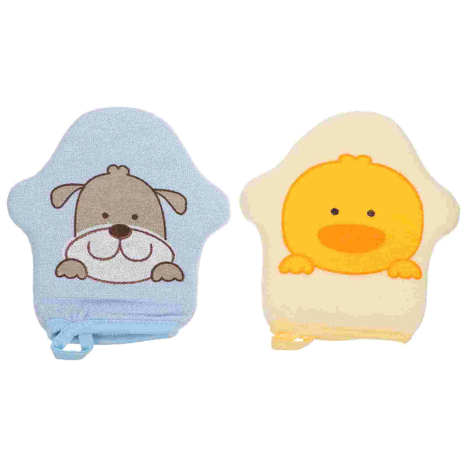 2 Pcs Towel Bath Cotton Men's Face Scrubber Kids Mitts Sponges Body Cleaning Brush