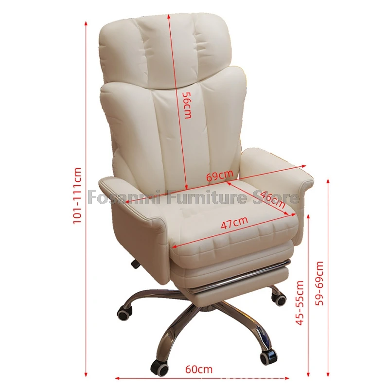 كرسي مكتب جلدي قابل للتعديل مع مسند ذراع منحني خارجي كرسي مريح كرسي كمبيوتر دوار كرسي مكتب ألعاب منزلي ناعم