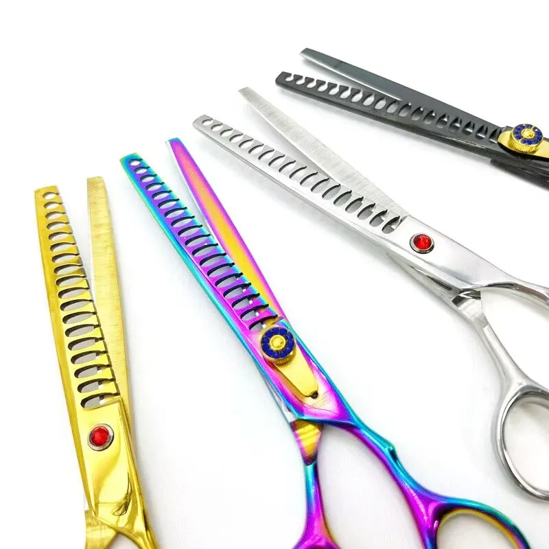 8.0/7.0 Inch Pet Barber Accessories High-end Gemstone Tooth Thinning Scissors Pet Grooming Scissors