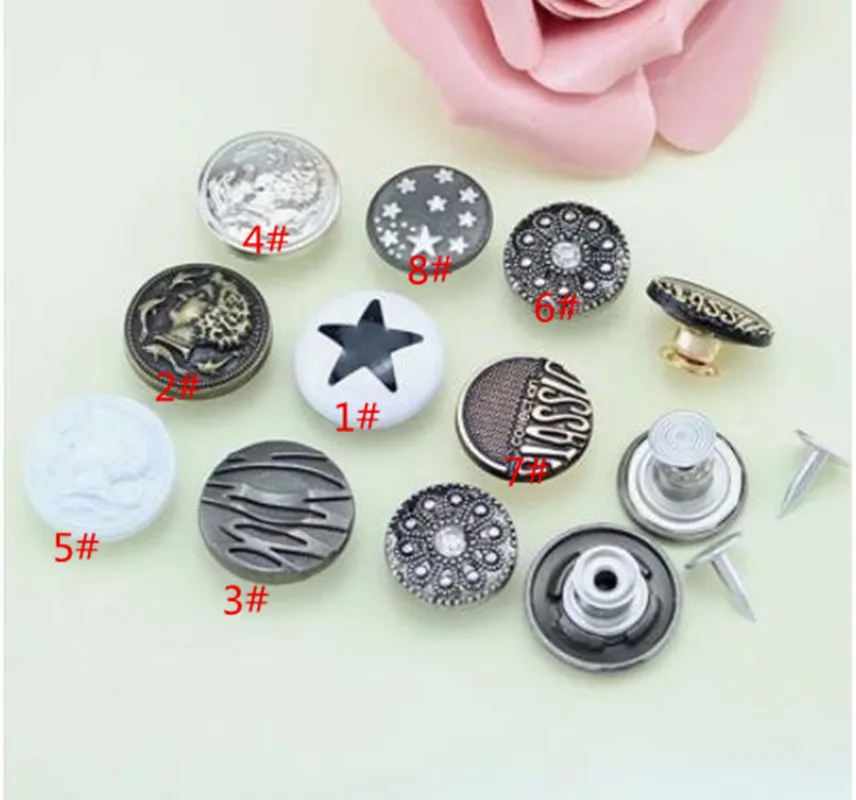 10pcs/bags Multi-size Metal Jersey Buttons A Variety of High-end Personality Jeans Clothes Decorative Buttons Accessories