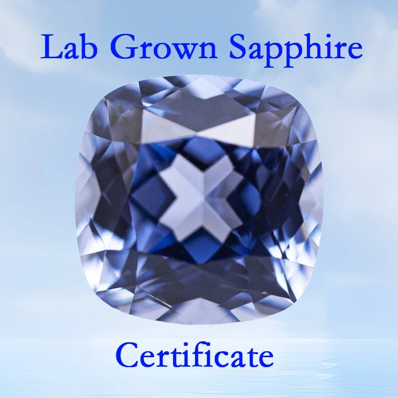 

Lab Grown Sapphire Cornflower Color VVS1 Square Cushion Shape Charms Beads for Fashion Jewelry Making Selectable AGL Certificate