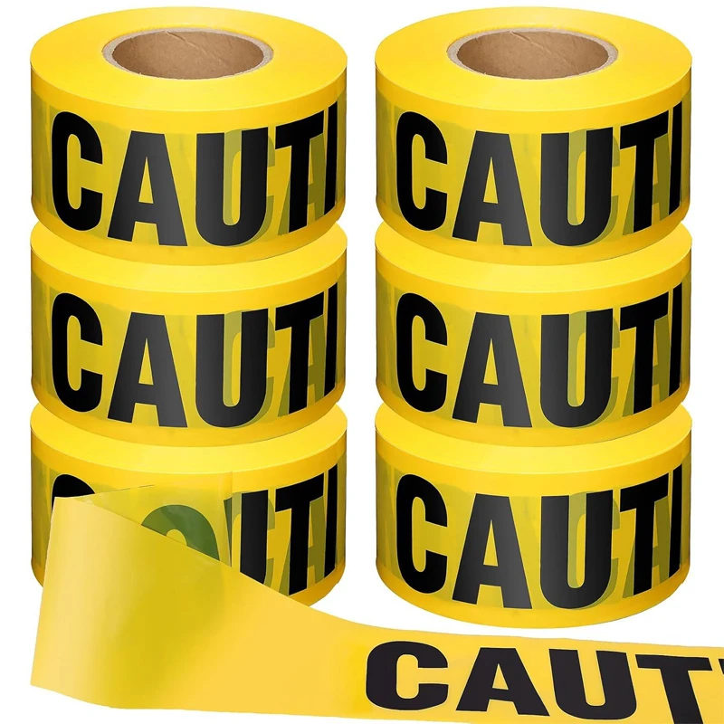 Ruban de signalisation d'alarme Halloween jaune et rouge avec lettrage d'avertissement audacieux pour fête d'horreur, maison hantée, décoration de scène effrayante