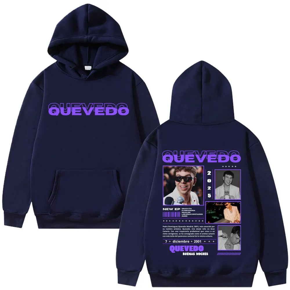 Rapper QUEVEDO 2025 BUENAS NOCHES Tour Hoodie Men Women Clothing Fashion Hip Hop Oversized Sweatshirt Casual Retro Streetwear