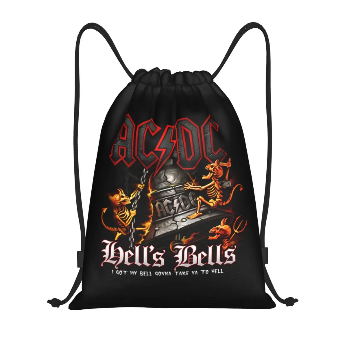 Custom AC DC Hells Bells Drawstring Bag Men Women Lightweight Rock Heavy Metal Sports Gym Storage Backpack