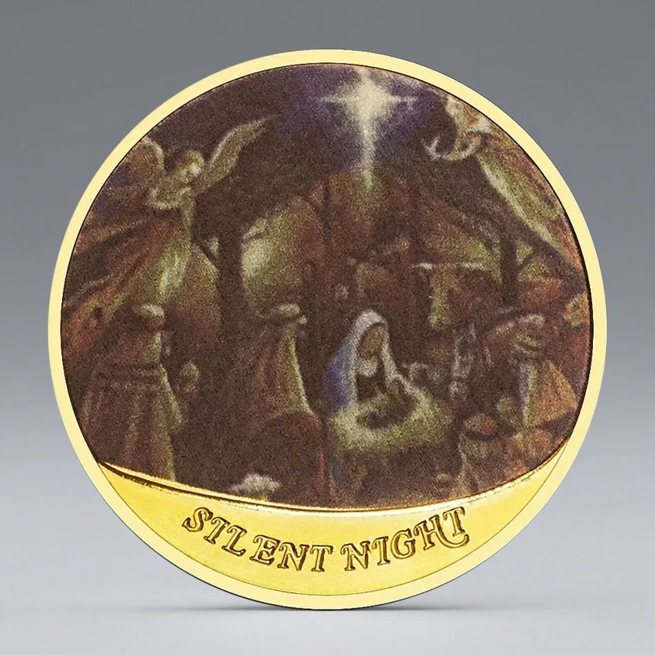 Silent Night Gold Plated Souvenir Coin Prince of Peace Jesus Gift Commemorative Coin