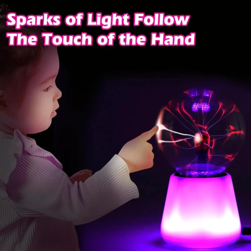 

Plasma Ball Lamp Interactive Touch Lightning Globe 3 Inch Fun Lamp USB Powered 7 Color Changing Lights Mood Lighting Party Prop