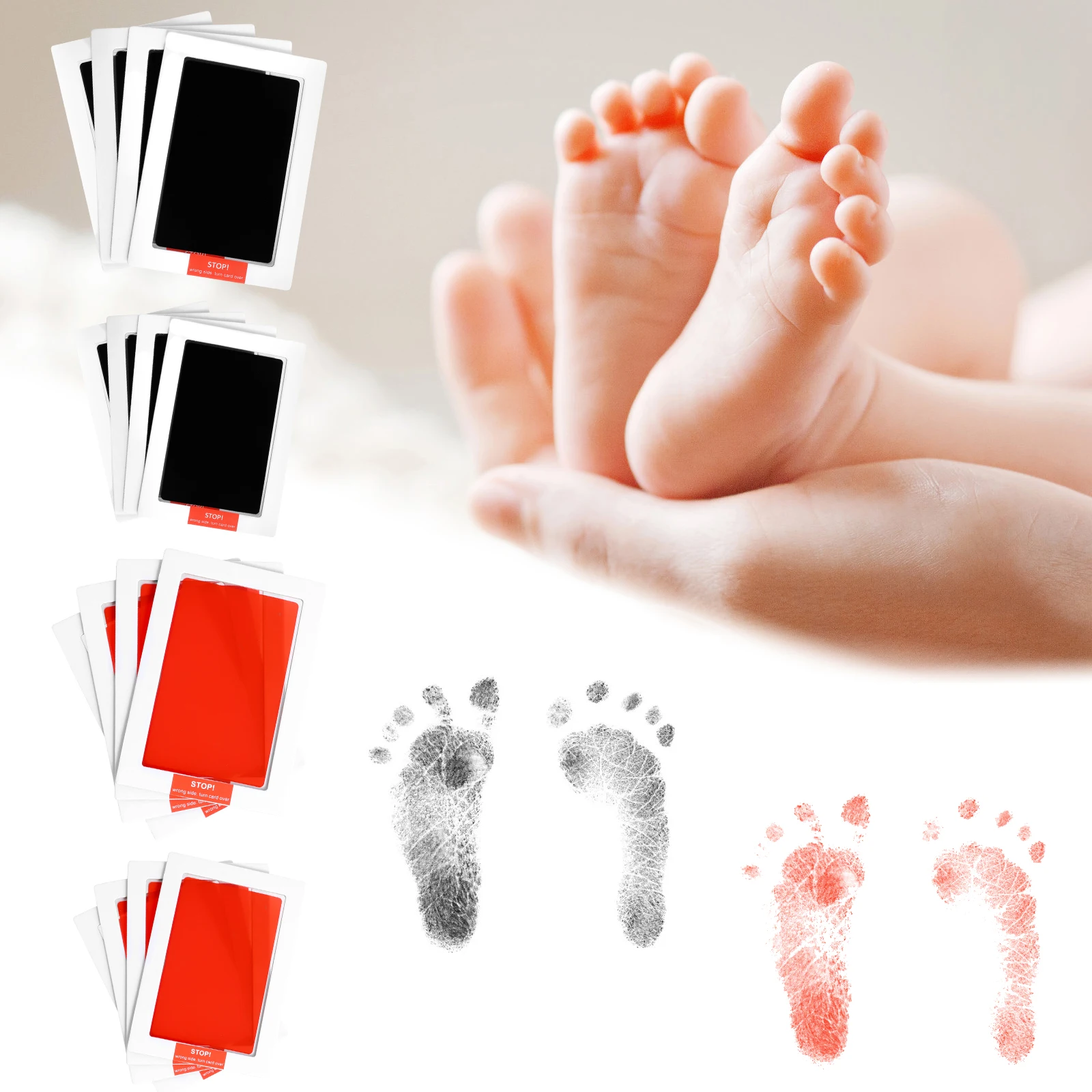 4Pcs Baby Handprint Footprints Ink Pads Safe Non-toxic No-Touch Skin Inkless Inkpad Kits Pet Cat Dog Paw Prints Souvenirs Gifts