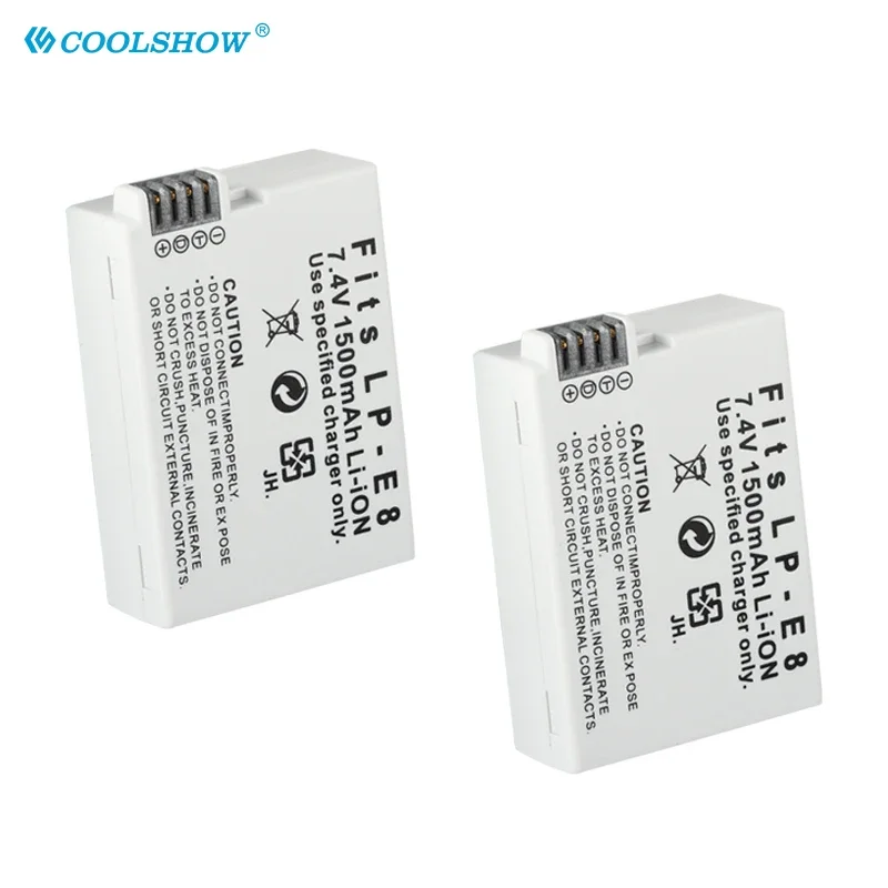 1500Mah Battery LP-E8 for Canon EOS 600D 550D 650D 700D Kiss X5 X4 X6 X7 Rebel T3i T2i T4i T5i LP E8 Camera Batteries