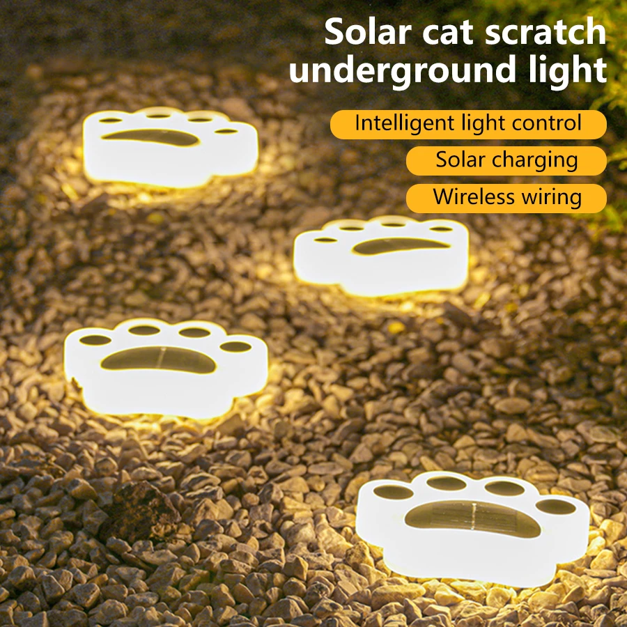 4Pcs Solar Cat Claw Buried Light Outdoor Waterproof LED Floor Lights For Garden Yard Backyard Driveway Patio Decor lawn Light